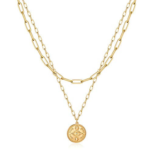 Turandoss Evil Eye Necklace for Women 