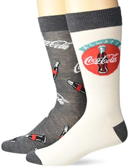 Coca-Cola Brands mens Coca-cola 2 Pack Crew Casual Sock White Assorted 10-13 US