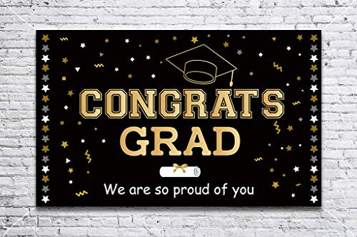 Graduation Banner Backdrop Decorations - Congrats Grad Class of 2020 Photo booth Party Supplies Decor