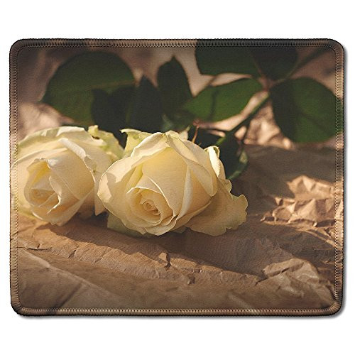 dealzEpic - Art Mousepad - Natural Rubber Mouse Pad Printed with Vintage Style Romantic Roses - Stitched Edges - 9_5x7_9 inches