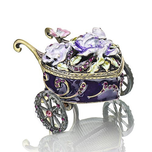 YUFENG Flower Pattern Hinged Trinket Box Hand-painted Patterns Trinket Bejeweled Ornamental Box Collectible (festooned vehicle)