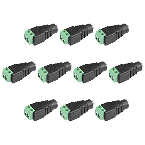 uxcell 10Pcs 5_5x2_1mm Female DC Power Jack Plug Adapter Connector for LED Strip CCTV Camera Cable Wire Ends