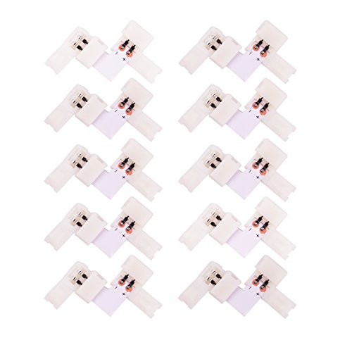 3528 2 Pin LED L Shape Connector - 10PCS iCreating 12V Single Color Solderless LED Light Strip Tape 90 Degree Corner Connectors for 8mm Wide Flexible SMD 3528 2835 Single Color LED Strip Lights