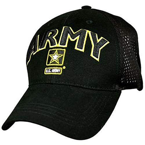EAGLE CREST Black US Army Cap Hat with Star Mesh - Adjustable Breathable - One Size Fits Most