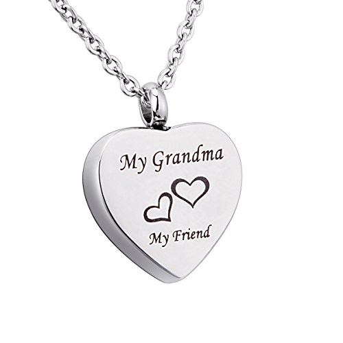 KY Engraved My GrandmaMy Friend Heart Memorial Urn Pendant Necklace Stainless Steel Ashes Keepsake Cremation Jewelry KY Engraved My GrandmaMy Friend Heart Memorial Urn Pendant Necklace Stainless Steel Ashes Keepsake Cremation Jewelry
