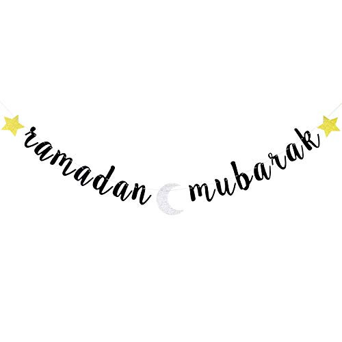 Glitter Ramadan Mubarak Banner - Eid Festival Muslim Islam Party Decoration Supplies -2020 Hajj Mubarak Umrah Mubarak Islamic Party Sign Glitter Ramadan Mubarak Banner - Eid Festival Muslim Islam Party Decoration Supplies -2020 Hajj Mubarak Umrah Mubarak Islamic Party Sign