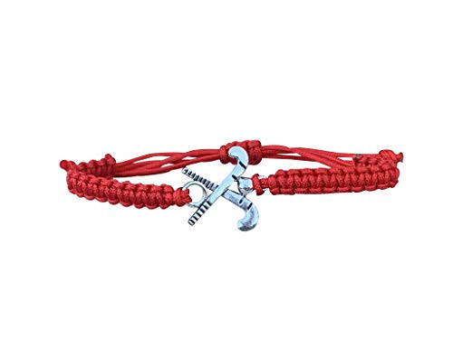 Sportybella Field Hockey Charm Bracelet Field Hockey Jewelry Gifts for Field Hockey Players Teams   Coaches Red