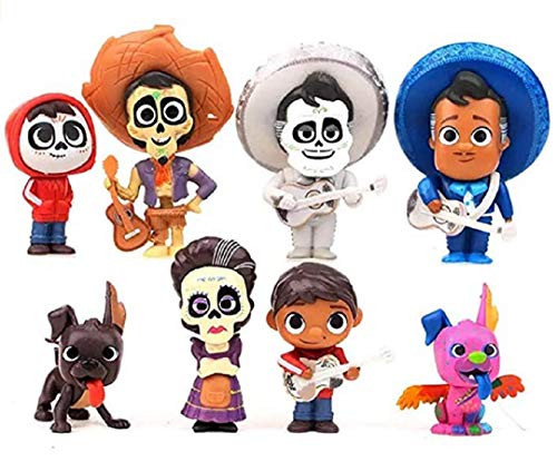Marery Movie Figures 8pcs Cake Topper  Pixar Miguel Riveras Characters Figure Collectors Miguel Ernesto de la Cruz Hector