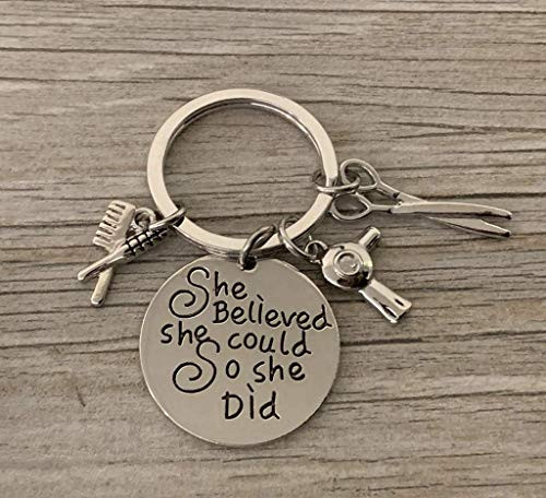 Infinity Collection Hairdresser Jewelry Hair Stylist Charm Keychain She Believed She Could So She Did Keychain for Stylists