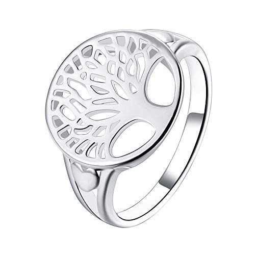 Greendou Fashion Jewelry 925 Sterling Silver Tree of Life Ring Jewelry Wedding Women Cute Size 7-9 9