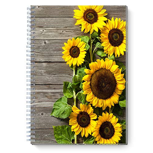 Sunflower and Rustic wall - A5 Clothed Spiral Notebook - Ruled NotebookJournal - Lined Journal - 5_83 X 8_27 Hardcover Books - College Ruled Spiral NotebookJournal - Coated Paper Cover Notebook
