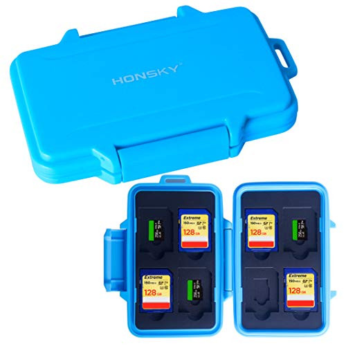 SD Card Holder Honsky Waterproof Memory Card Holder Case for SD Cards Micro SD Cards SDHC SDXC Blue
