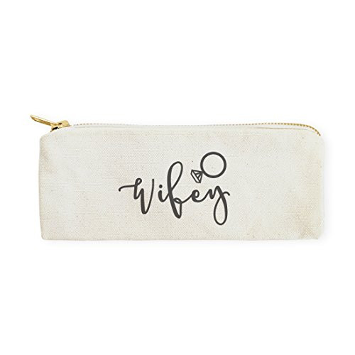 The Cotton   Canvas Co_ Wifey Wedding Cosmetic Pouch Pencil Case Bridal Party Gift and Travel Make Up Pouch