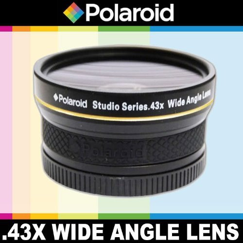 Polaroid Studio Series _43x High Definition Wide Angle Lens With Macro Attachment Includes Lens Pouch and Cap Covers For The Olympus Evolt E-30 E-300 E-330 E-410 E-420 E-450 E-500 E-510 E-520 E-600 E-620 E-1 E-3 E-5 Digital SLR Cameras