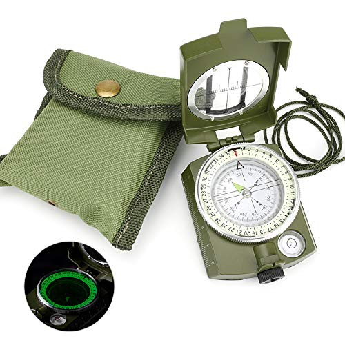 Intsun Military Compass for Hiking Multifunctional Lensatic Compass Waterproof and Shakeproof Sighting Navigatio Compasses for Hiking Camping Motoring Boating Boy Scout