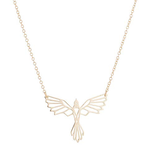 Origami Phoenix Bird Necklaces for Women Men Geometric Animal Necklace Pendant Hypoallergenic Jewelry Gold Origami Phoenix Bird Necklaces for Women Men Geometric Animal Necklace Pendant Hypoallergenic Jewelry Gold