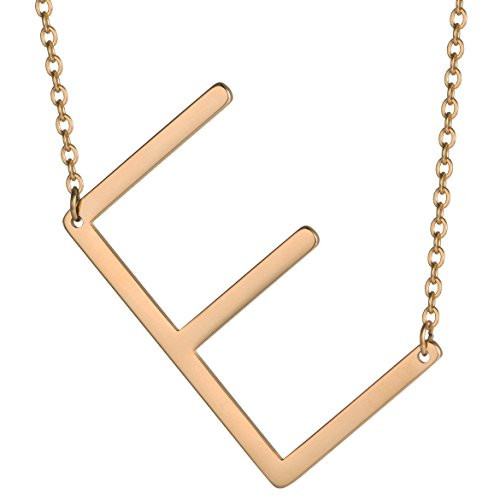 HUAN XUN Big Initial E Necklaces Stainless Steel Jewelrys Name 18k Plated Color HUAN XUN Big Initial E Necklaces Stainless Steel Jewelrys Name 18k Plated Color