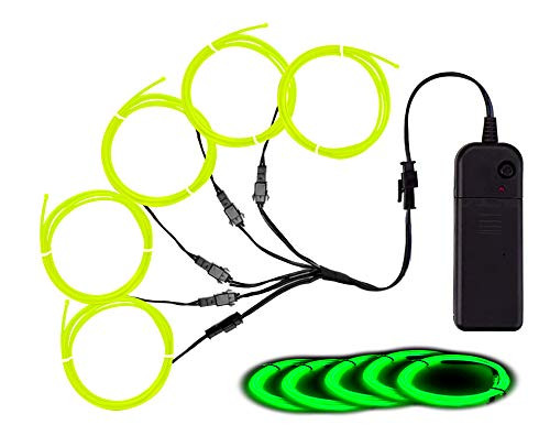 MaxLax EL Wire Lime Green Noise Reduction Neon Wire Light 5 in 1 Meter Electroluminescent Wire for Halloween Decoration Christmas Party DIY Decoration