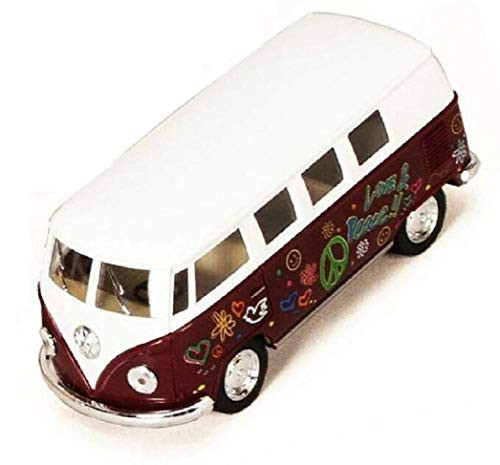 1962 Volkswagen Classic Bus with Decals 132 scale Die Cast Model Toy Car - MAROON