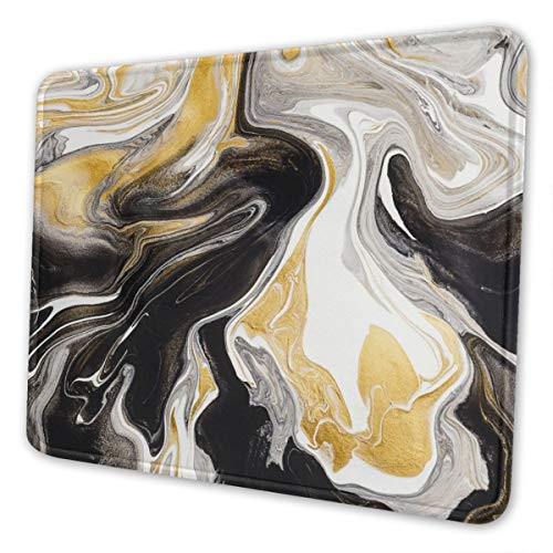 Mouse Pad Abstract Black and Gold Swirl Liquid Ink Marble Mouse Mat Waterproof Office Mouse Pad