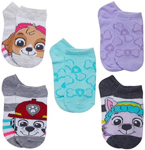 Nickelodeon Girls Paw Patrol No Show Socks 5 Pack Size Sock Size 6-8_5Shoe Size 7_5-3_5 Assorted Neutral Nickelodeon Girls Paw Patrol No Show Socks 5 Pack Size Sock Size 6-8_5Shoe Size 7_5-3_5 Assorted Neutral