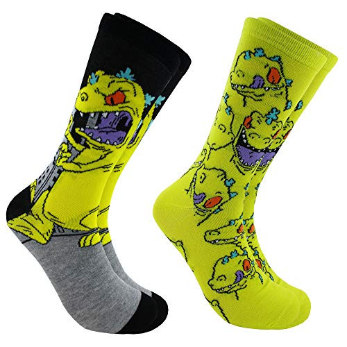 Hyp Nickelodeon Rugrats Reptar Faces Mens Crew Socks 2 Pair Pack Shoe Size 6-12