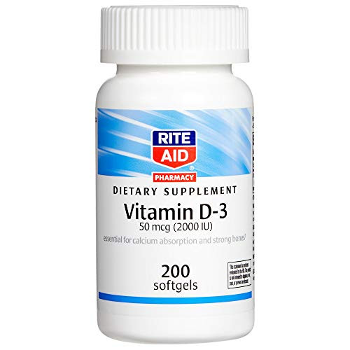 Rite Aid Pharmacy Vitamin D-3 Softgels 2000 IU - 200 Count Rite Aid Pharmacy Vitamin D-3 Softgels 2000 IU - 200 Count