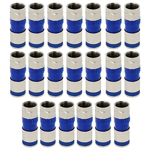 ESUMIC RG6 F Type Connector Coax Coaxial Compression Fitting 20Pack Blue1
