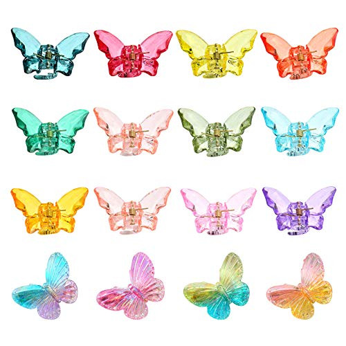 TOROKOM 16 Packs Colorful Butterfly Hair Claw Clips for Women Girl Fashion Acrylic Butterfly Jaw Clips Non Slip Butterfly Hair Pins Barrettes Butterfly Hair Clip Accessories