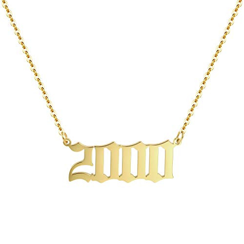 Aimber Birth Year Necklace 1970-2024 Birthday Year Necklace 18k Gold Plated Stainless Steel Necklace Jewelry Birthday Anniversary for Women and Girl