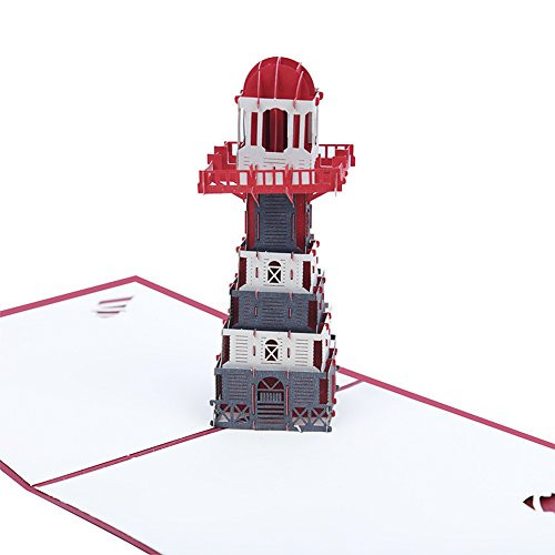 Echeer Paper Lighthouse Pop up Birthday Greeting Cards, Wedding Congratulations Cards, 3D Pop Up Greeting Cards Handmade Anniversary Wedding Cards Graduation Invitation Cards