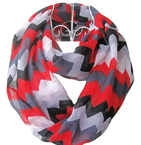 Tapp C_ Multicolor Fashion Chevron Infinity Scarf - Red