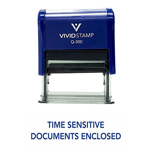 TIME Sensitive DOCUMENTS Enclosed Self Inking Rubber Stamp Blue Ink - Large
