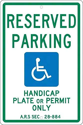 Reserved Parking Handicap Plate Or Permit Only Road Sign Size 12inch x 18inch Outdoor Waterproof Reflective Aluminum