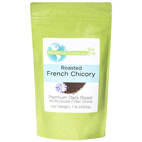 Worldwide Botanicals French Chicory Root - Dark Roast  Brew Like Coffee Blend Roasted Chicory Root With Coffee Prebiotic Coffee Alternative Acid Free Caffeine Free Kosher 1 Pound