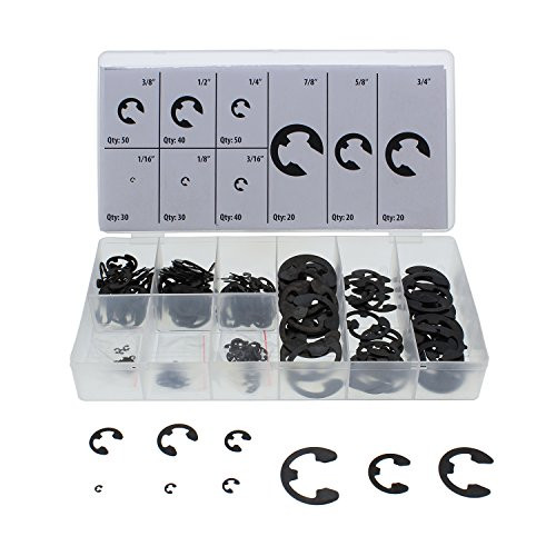 ABN E-Clip External Retaining Ring Washer 300-Piece Assortment Set SAE 116in to 78in  Circlip Snap Retainer Rings
