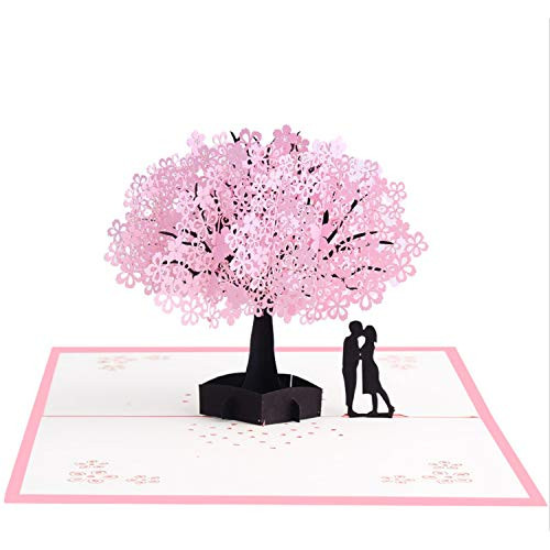 Cherry Blossom Greeting Card 3D Pop-Up Valentines Card Pink Flowers Handmade Greeting Cards for Anniversary Wedding Birthday Cherry Blossom Greeting Card 3D Pop-Up Valentines Card Pink Flowers Handmade Greeting Cards for Anniversary Wedding Birthday