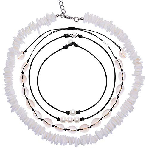 Nanafast Natural Shell Necklace Choker 4 Pcs Puka Chip Shell Necklace Handmade Cowrie Seashell Pearl Choker Set Summer Beach Jewelry Black Nanafast Natural Shell Necklace Choker 4 Pcs Puka Chip Shell Necklace Handmade Cowrie Seashell Pearl Choker Set Summer Beach Jewelry Black