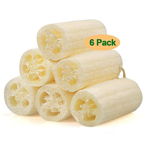 UCIN Natural loofah shower Premium Loofahs loofah Sponge Shower Loofah Exfoliating Luffa Bath Sponge No Bleaching Shower Loofah Body Wash Scrubbers for Removing Dead Skin - 6 Pack