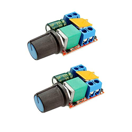 COVVY Mini DC Motor PWM Speed Controller 3V 6V 12V 24V 35V Speed Control Switch LED Dimmer 5A Pack of 2