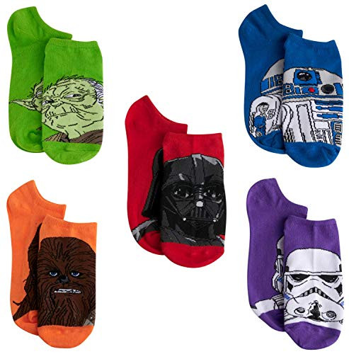 Star Wars Classic Big Face 5 Pack No Show Socks Size Sock Size 9-11 Brights