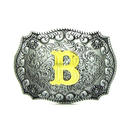 MASOP Alphabet Initial Letter B Belt Buckle Head Mens Metal Western Cowboy