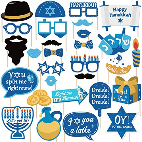 29Pcs Hanukkah Photo Booth Props Happy Hanukkah Party Decorations Chanukah Party Favor for Holiday Party Blue Illumination Party Supplies 29Pcs Hanukkah Photo Booth Props Happy Hanukkah Party Decorations Chanukah Party Favor for Holiday Party Blue Illumination Party Supplies