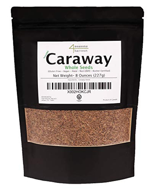 Four Seasons Harvest Caraway Seeds Whole Non-GMO Kosher Certified - 8 Oz Four Seasons Harvest Caraway Seeds Whole Non-GMO Kosher Certified - 8 Oz