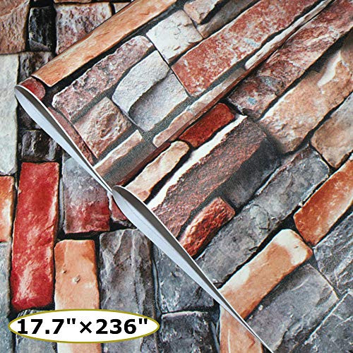 Self-Adhesive Wallpaper Stone Vinyl Wallpaper Peel Stick Red Brick Rock Stone Wallpaper Paper for Wall Decor Film Roll 17_7x236 Self-Adhesive Wallpaper Stone Vinyl Wallpaper Peel Stick Red Brick Rock Stone Wallpaper Paper for Wall Decor Film Roll 17_7x236