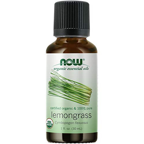 NOW Essential Oils Organic Lemongrass Oil Uplifting Aromatherapy Scent Steam Distilled 100 Pure Vegan Child Resistant Cap 1-Ounce