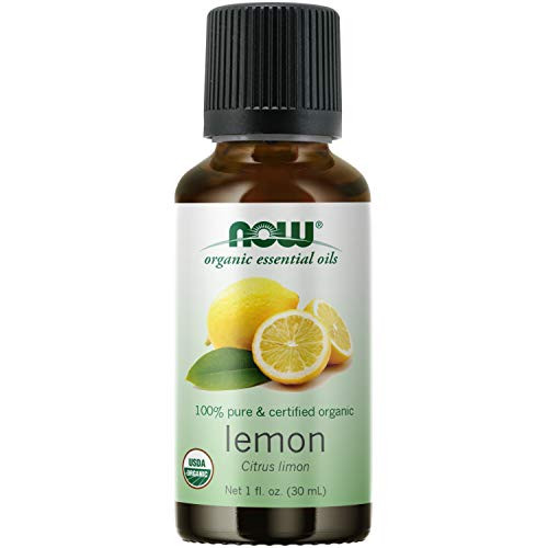 NOW Essential Oils Organic Lemon Oil Cheerful Aromatherapy Scent Cold Pressed 100 Pure Vegan Child Resistant Cap 1-Ounce