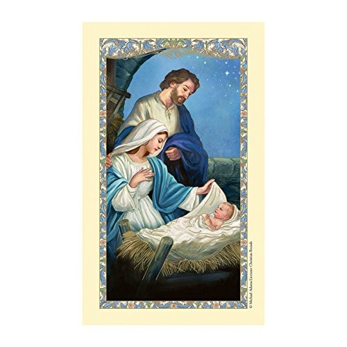 Christmas Nativity Laminated Holy Card with a Christmas Blessing Prayer on the Back 5 pack