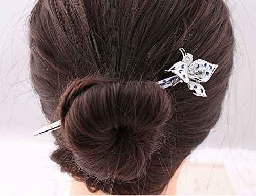 Ethnic classic Flower Hair sticks for Women Vintage Bride Headdress Enamel Hair Wear Hair Chopsticks Hairpin Chignon Pin Silver1221
