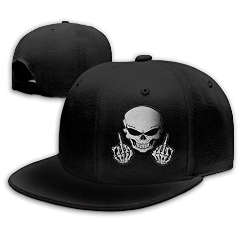 Negi Skull Middle Finger Flat Bill Hats Snapback Hat Baseball Cap for Men Adjustable Negi Skull Middle Finger Flat Bill Hats Snapback Hat Baseball Cap for Men Adjustable